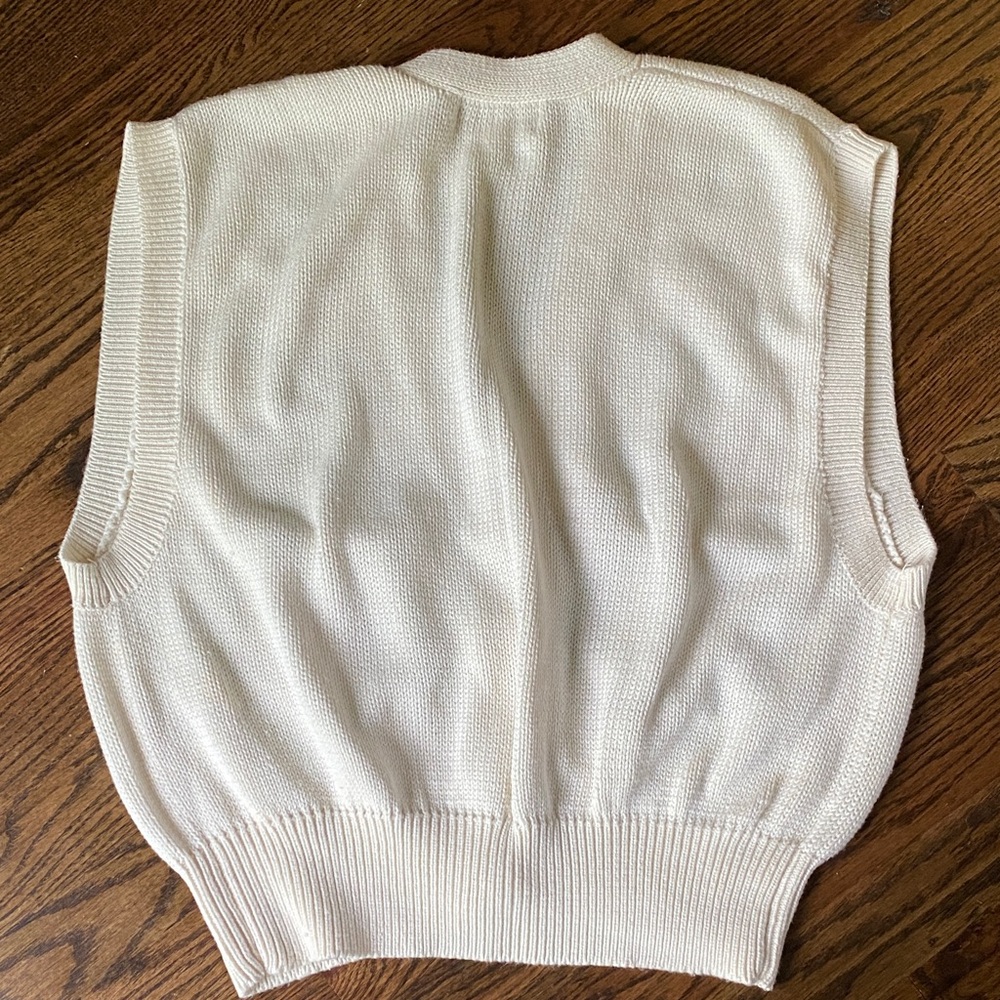 Vintage J H Collectibles Cream Floral Button-Up Sweater Vest - Picture 5 of 10